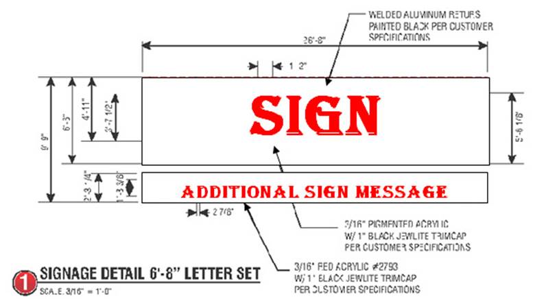 Acrylic signage technical drawing reference